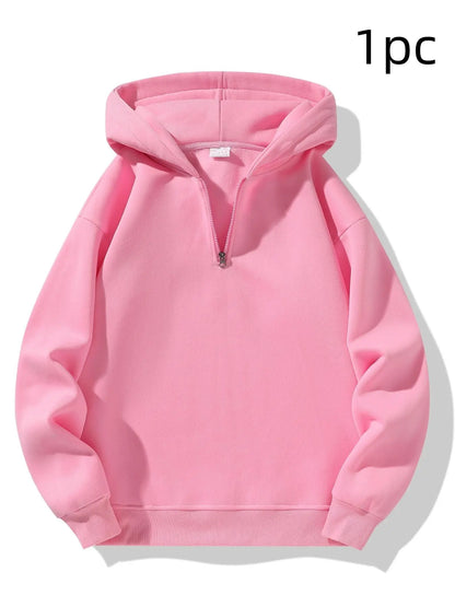 Men's Half Zip Drop Shoulder Hoodie Casual Sweatshirt