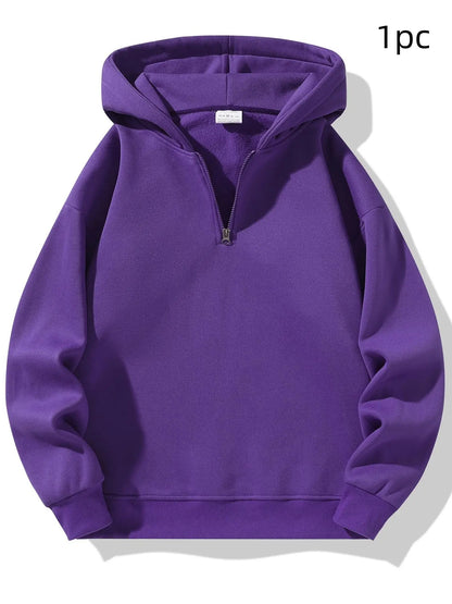 Men's Half Zip Drop Shoulder Hoodie Casual Sweatshirt
